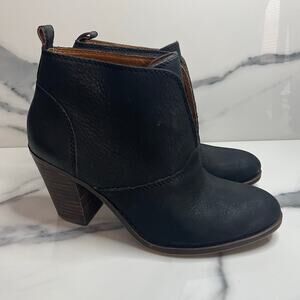 Lucky Brand Women's Black Leather Ehleen Boots Sz 8 Festival Boho Minimalist